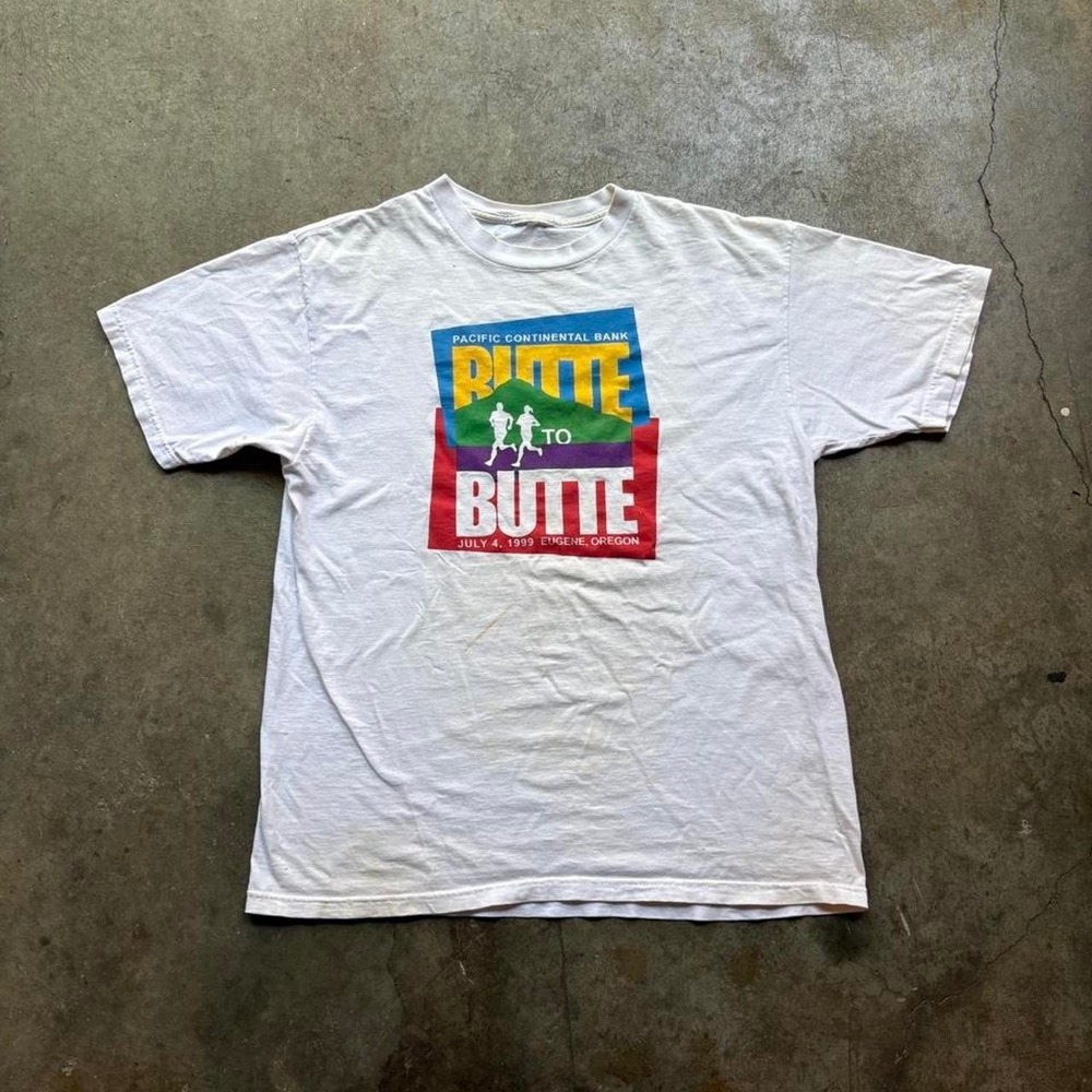 Vintage 90s white Butte to Butte running tee  Size men's medium